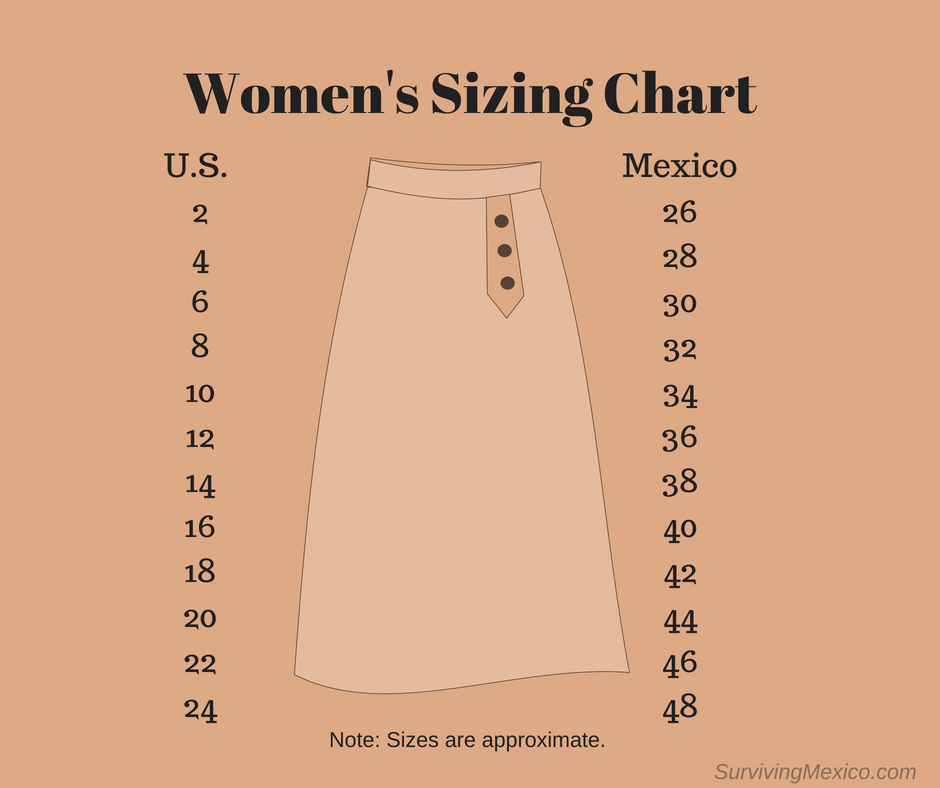 mexico shoe size chart women's